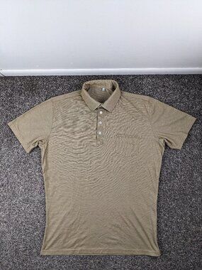 State & Liberty Polo Shirt Pique Beige Tan Mens XL Athletic Fit *Flaw